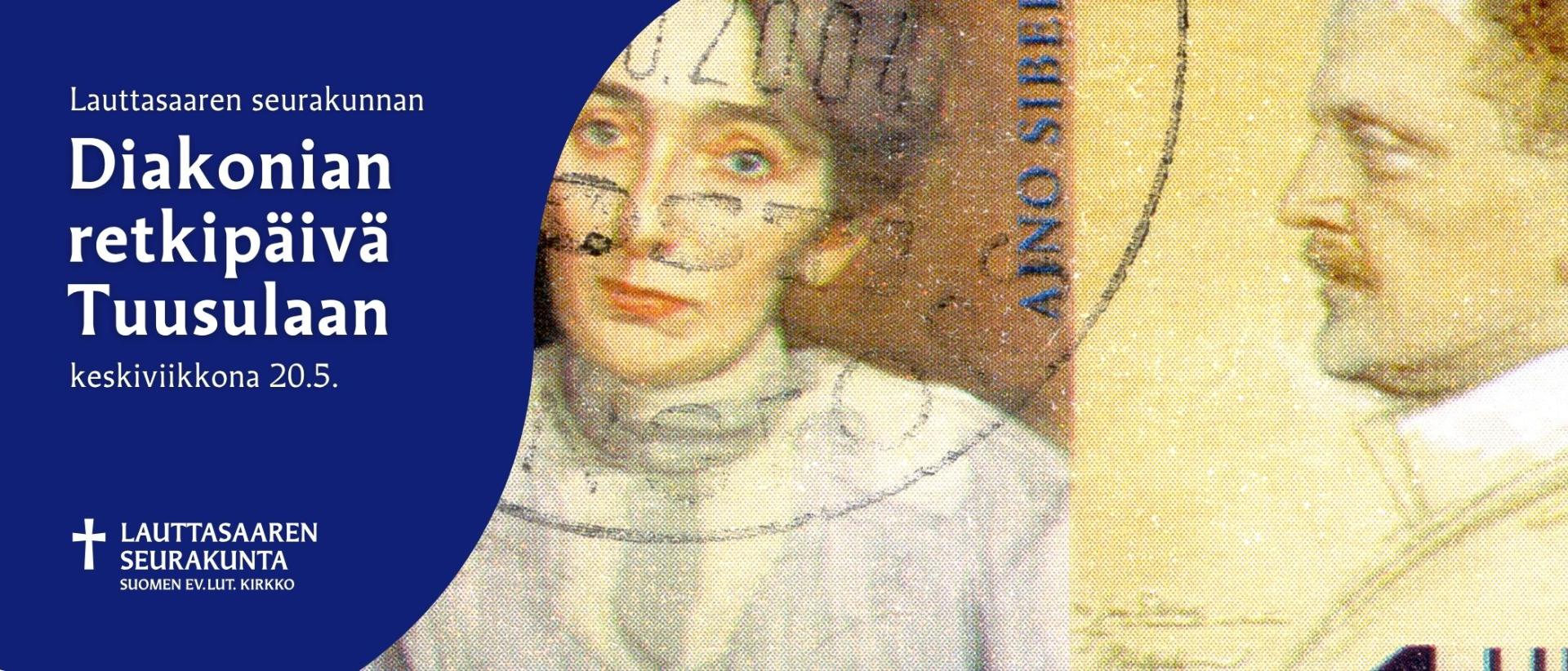 Kuvassa vanhat postimerkit Jean ja Aino Sibeliuksesta