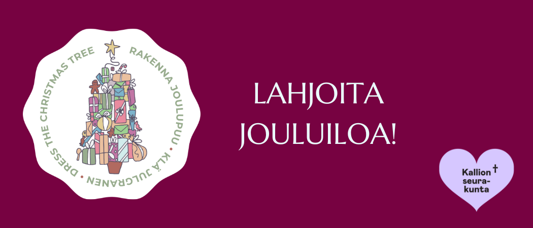 Rakenna joulupuu -logo ja teksti Lahjoita jouluiloa.