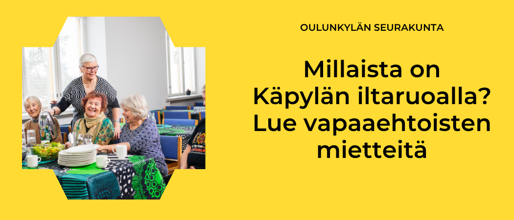 Käpylän iltaruuan vapaaehtoiset ovat kahvittelemassa ennen iltaruuan alkamista Käpylän seurakuntasalissa