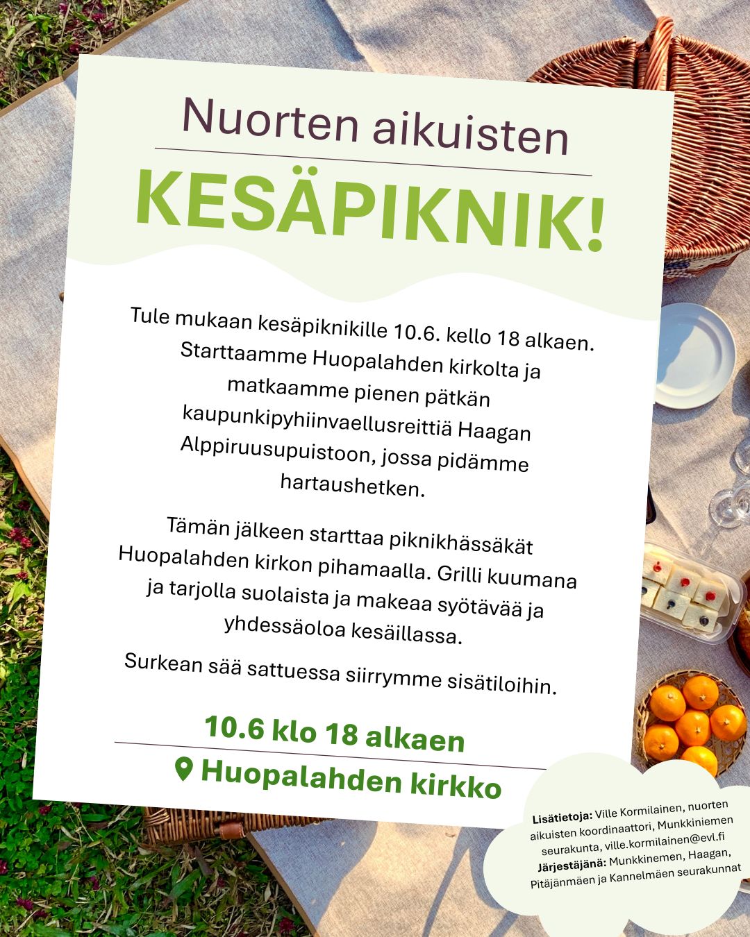 Mainos kesäpiknikistä nuorille aikuisille