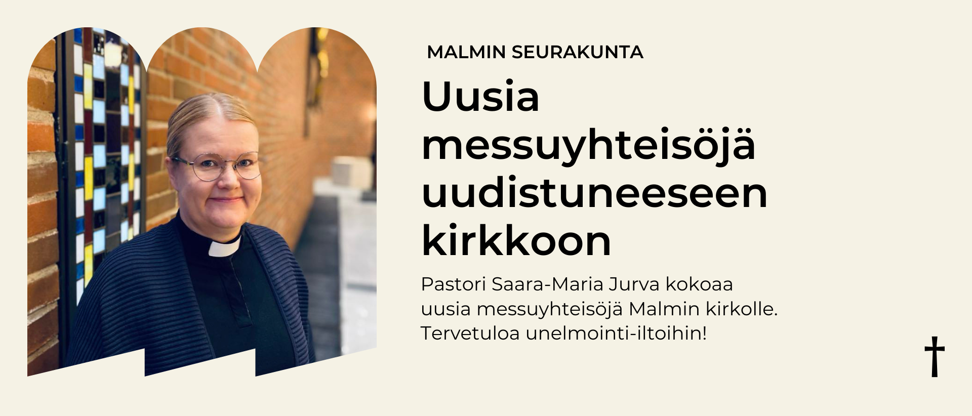 Uusia messuyhteisöjä uudistuneeseen Malmin kirkkoon. Kuvassa pastori Saara-Maria Jurva