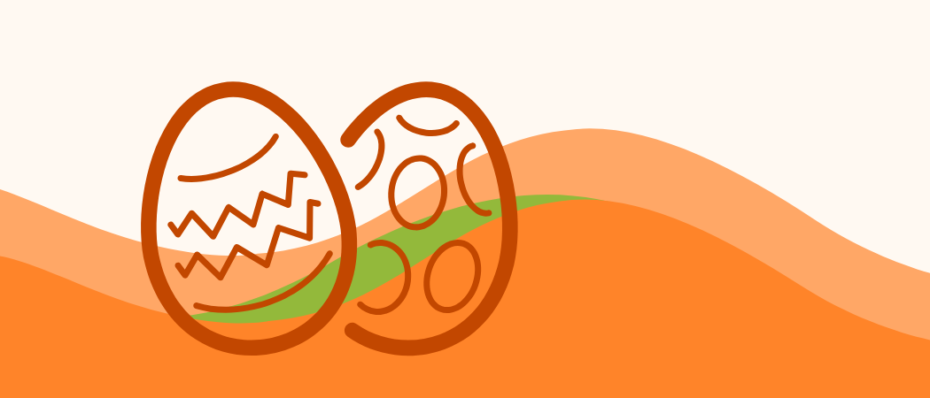 Piktogrammissa kaksi pääsiäismunaa.