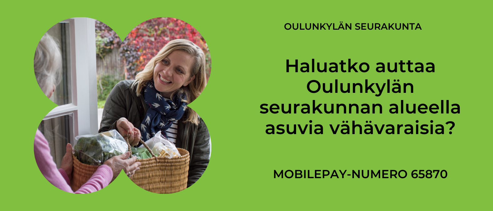 henkilö tuo vanhuksen kotiovelle kassillisen ruokaa