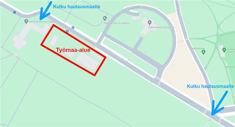 Työmaakartta Hietaniemi